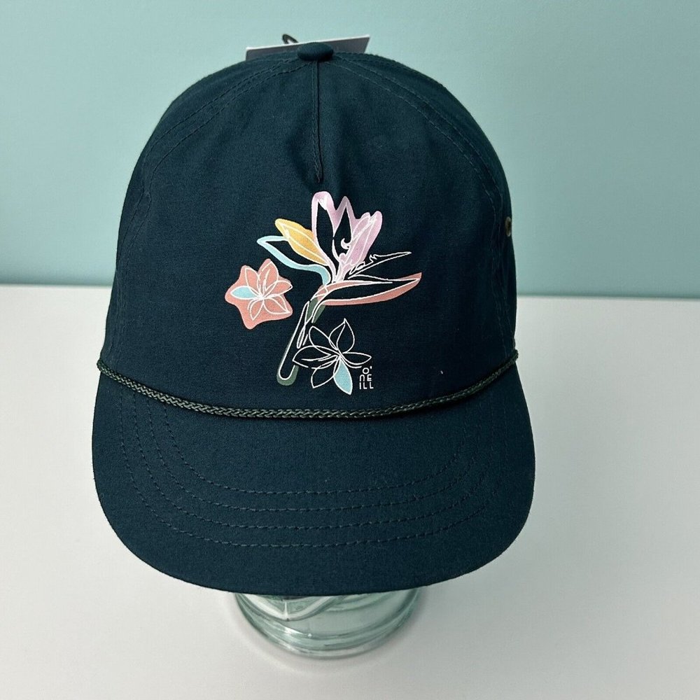 O'Neill Womens Baseball Cap Rope Hat Blue Pink Floral Adjustable One Size NWT